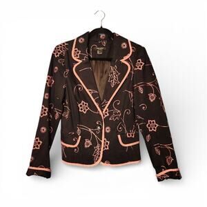 Karen Kane Lifestyle Size 8 Black Floral Embroidered Blazer